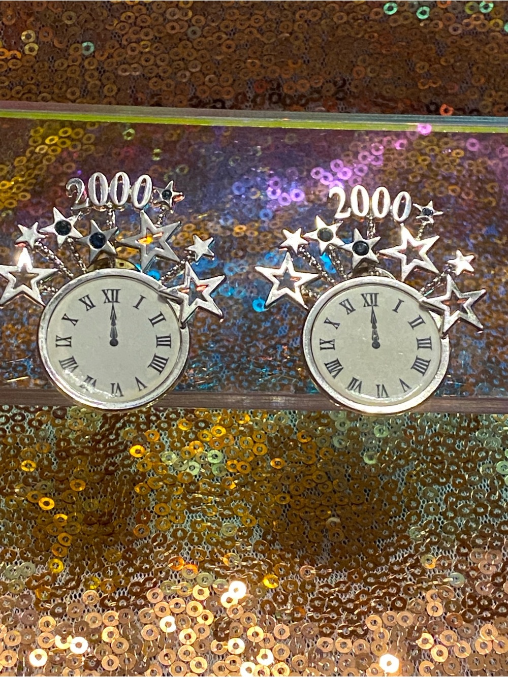 Vintage 2000 Millennium Clock Pins | Y2K New Year’s Eve Lapel Pin Pair-Set of 2